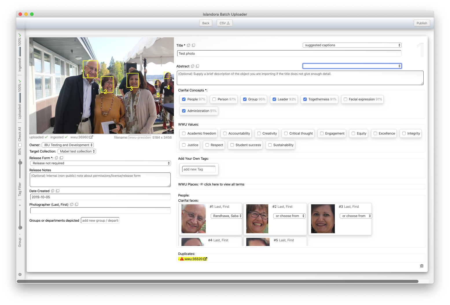 a demonstration of the optional facial recognition feature of IBU