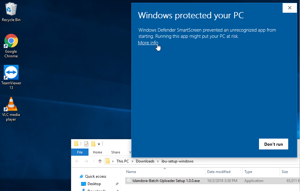 screenshot of Windows warning screen